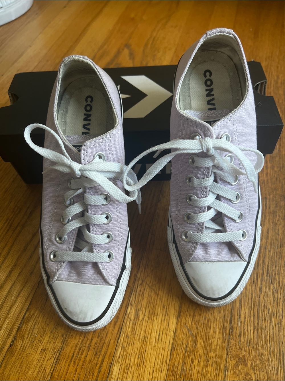 Converse Low Top Canvas Sneakers - Light Lavender and White